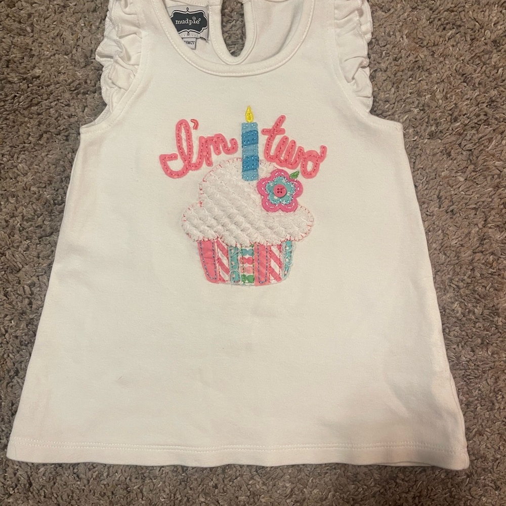 Mud Pie I'm Two Cupcake Kids Top